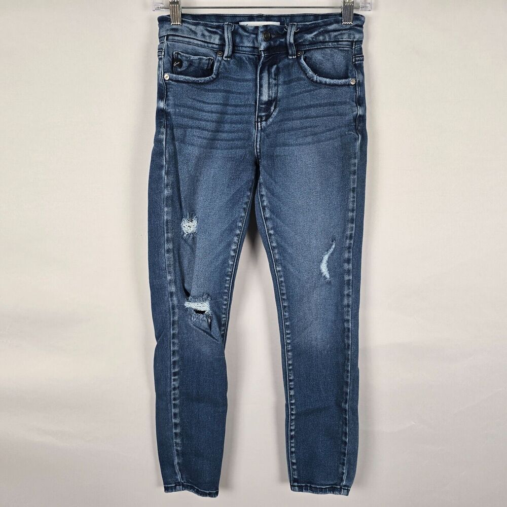 KanCan Jeans Women's 24 Blue Medium Wash Distressed Skinny Ankle